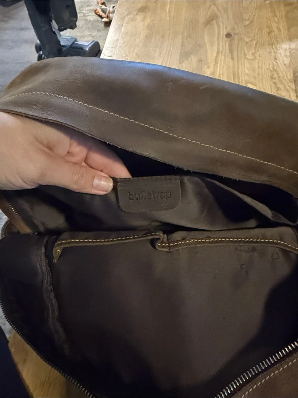 Bullstrap Large Brown Leather Backpack Distressed Full Grain Travel Work Bag